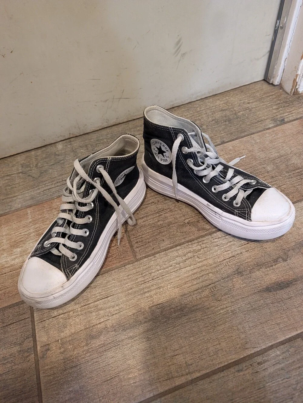 Black High-Top Canvas Sneakers with White Soles